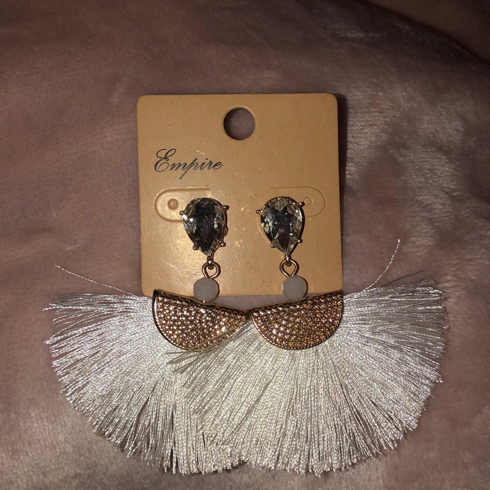 White Statement Earrings